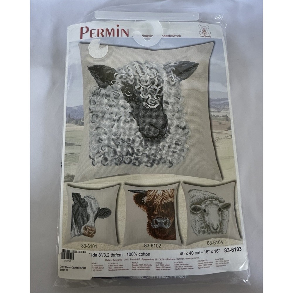 New Permin Counted Cross Stitch Kit Grey Sheep 83-6103